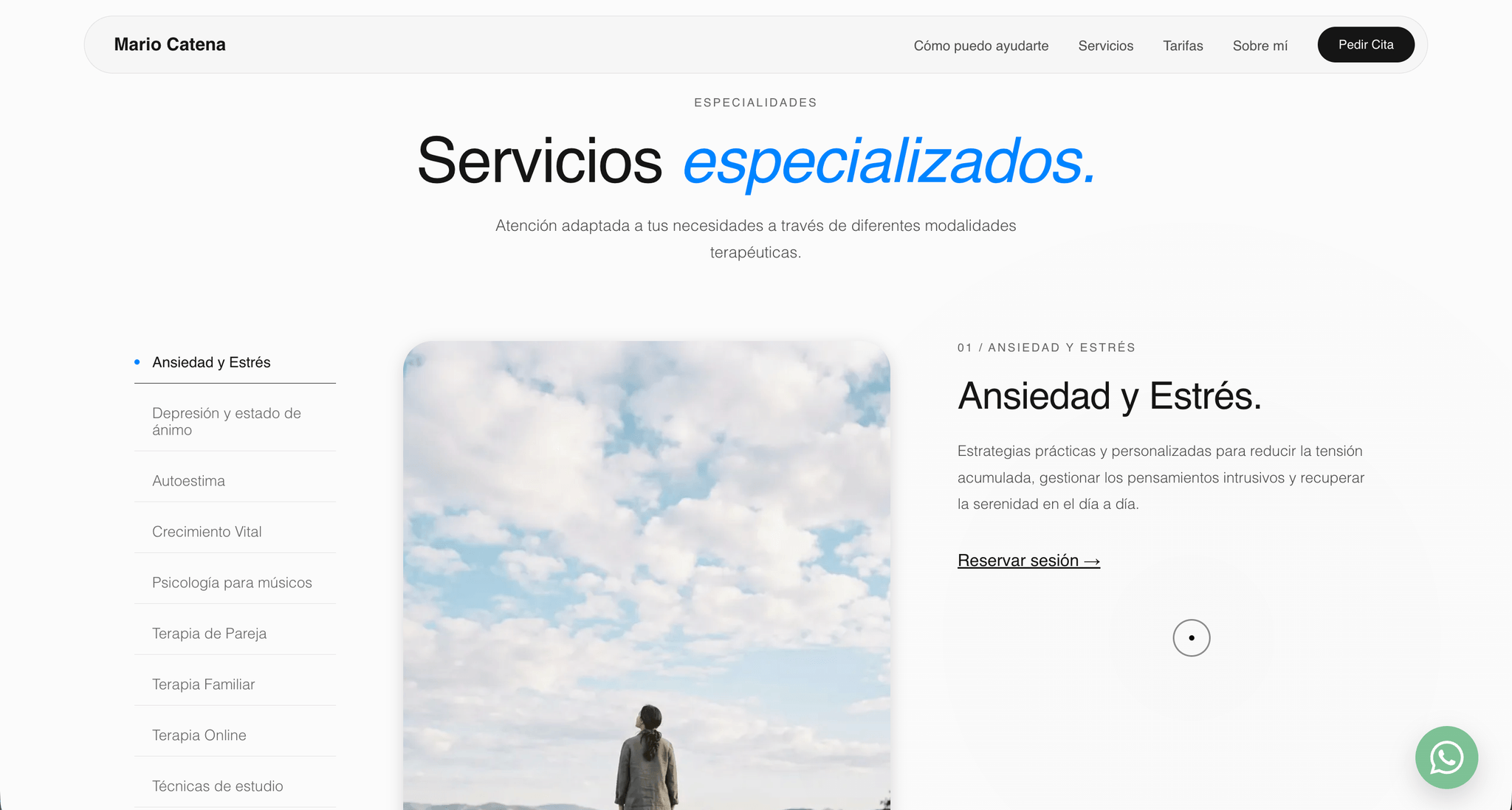Grid de tarjetas de especialidades